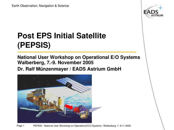post eps initial satellite pepsis