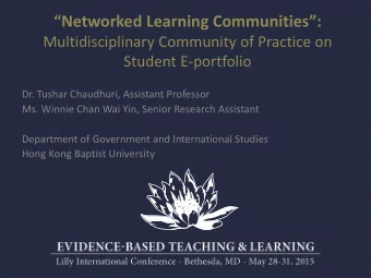 Networked Learning Communities:  Multidisciplinary Community of Practice on  Student