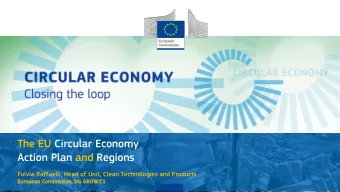 Circular  Economy  The EU Circular Economy  Action Plan and Regions  Fulvia Raffaelli, Head of