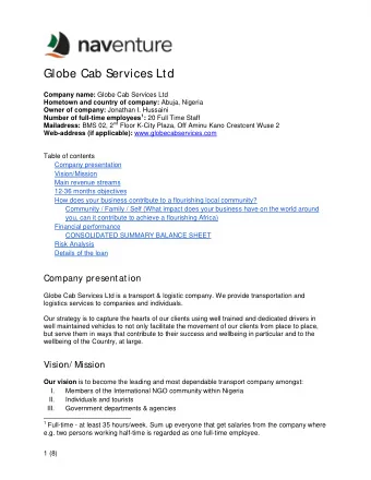 Main revenue streams  1. Vehicle rentals (vehicle with driver)  2. Customers and conference