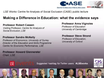 LSE Works : Centre for Analysis of Social Exclusion  (CASE) public lecture  Making a Difference in