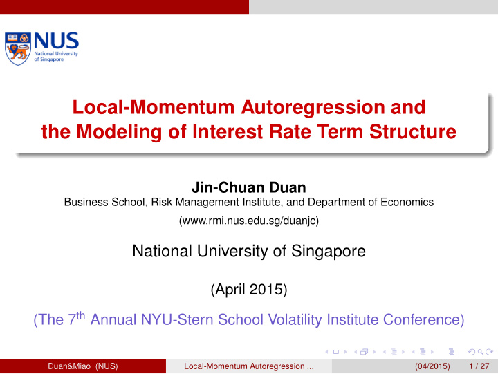 local momentum autoregression and the modeling of