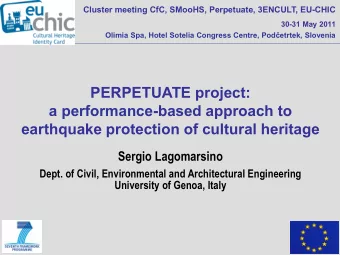 PERPETUATE project:  a performance-based approach to  earthquake protection of cultural heritage