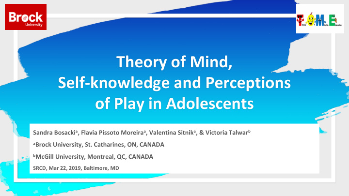 theory of mind self knowledge and perceptions of play in