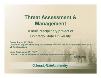 Threat Assessment &amp;  Management  A multi-disciplinary project of  Colorado State University