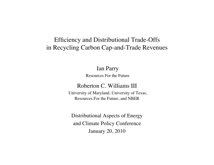 efficiency and distributional trade offs in recycling