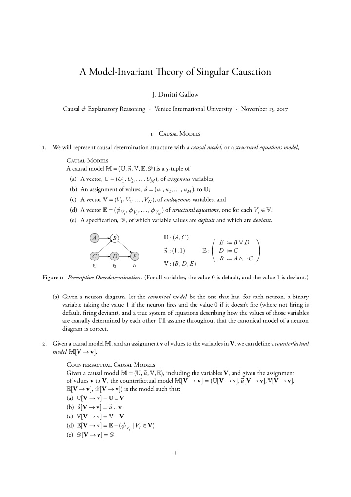 a model invariant tieory of singular causation