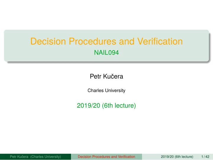 decision procedures and verifjcation