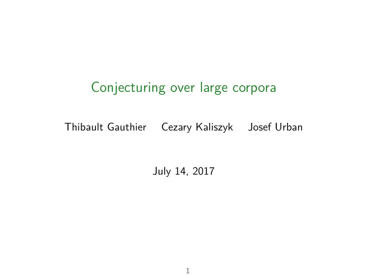 conjecturing over large corpora