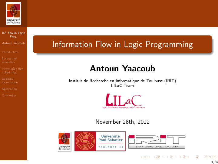 information flow in logic programming
