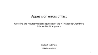 Appea  ppeals on e  err  rrors o  of fact  Asses  essing  g the r  e reputational c  conseq  equen