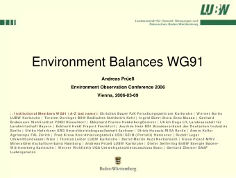 Environment Balances WG91  Andreas Pre  Environment Observation Conference 2006  Vienna,