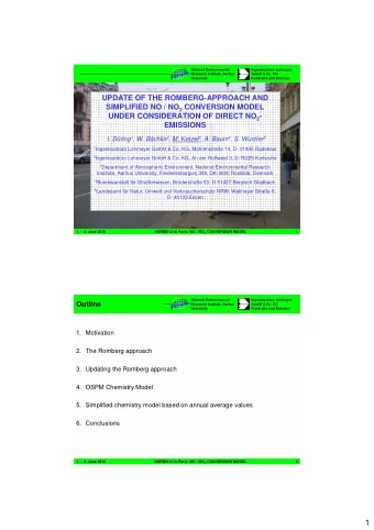 1  National Environmental  Ingenieurbro Lohmeyer  Motivation  Research Institute, Aarhus  GmbH
