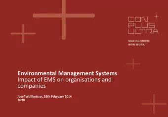 Environmental Management Systems  Impact of EMS on organisations and  companies  Josef Wolfbeisser,