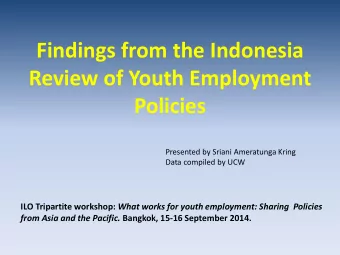 Findings from the Indonesia  Review of Youth Employment  Policies  Presented by Sriani Ameratunga