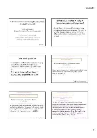 The main question  Is terminating of life/medical assistance in dying  a regular (banal,