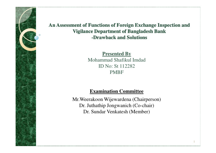 an assessment of functions of foreign exchange inspection