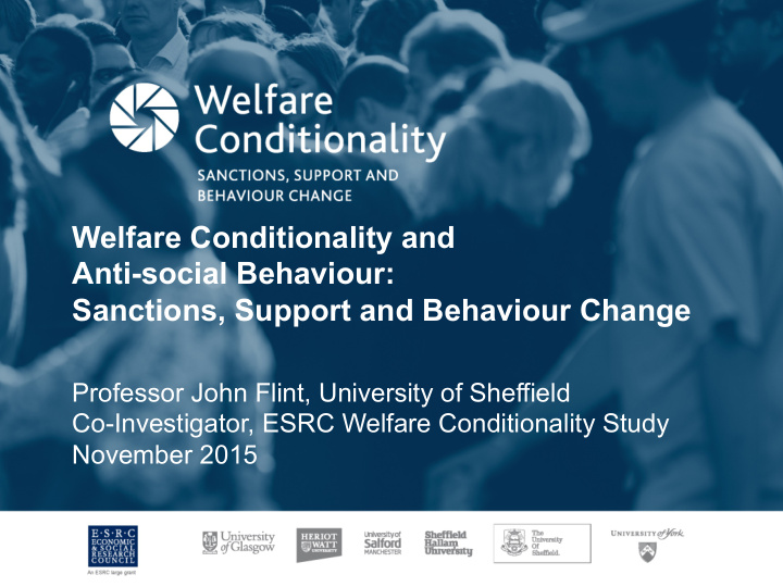 welfare conditionality and anti social behaviour