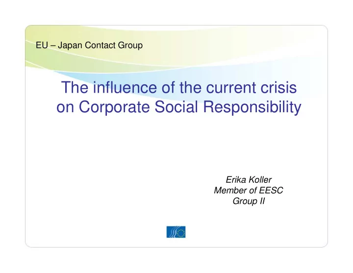 the influence of the current crisis on corporate social