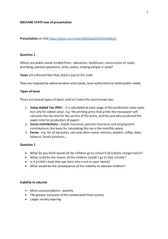 WELFARE STATE text of presentation Presentation on link