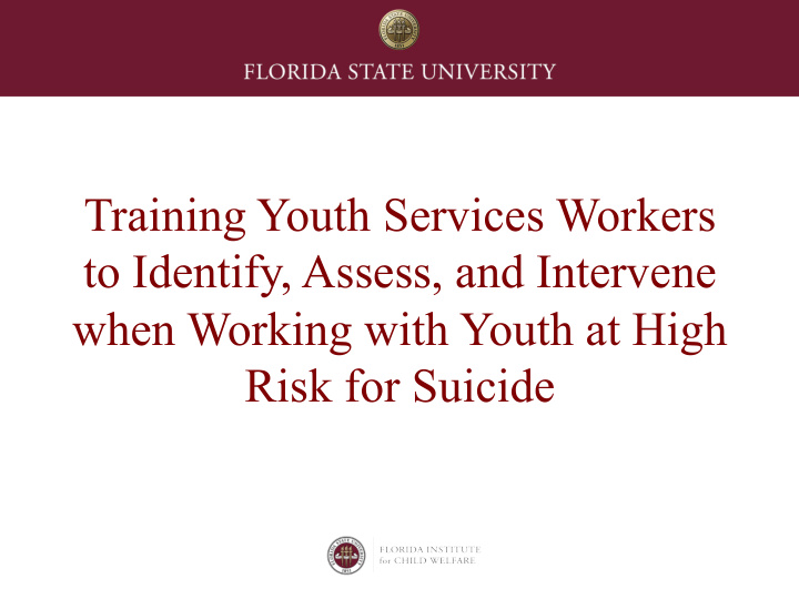 training youth services workers to identify assess and