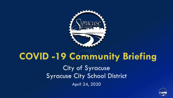 COVID -19 Community Briefing  City of Syracuse  Syracuse City School District  April 24, 2020