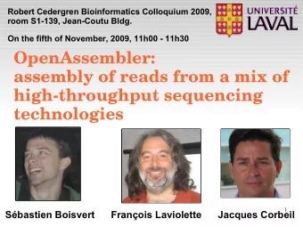 OpenAssembler:  assembly of reads from a mix of  high-throughput sequencing  technologies  1