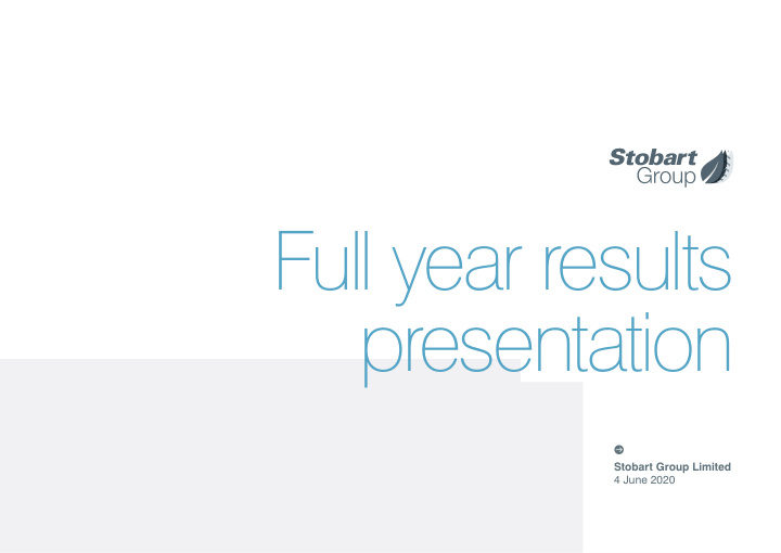 full year results presentation