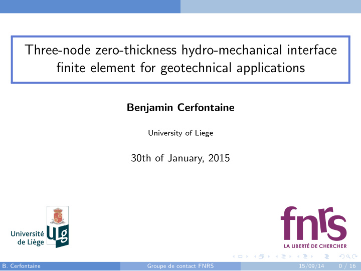 three node zero thickness hydro mechanical interface