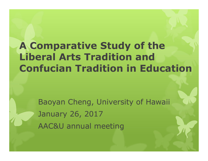 a comparative study of the liberal arts tradition and