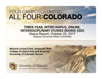 Presentation Title  INTERDISCIPLINARY STUDIES DEGREE (ISD)  Status Report, October 25, 2017