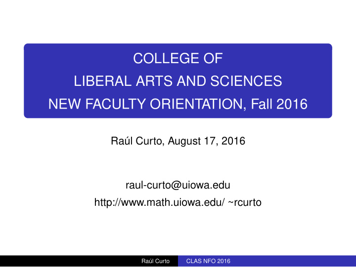 college of liberal arts and sciences new faculty