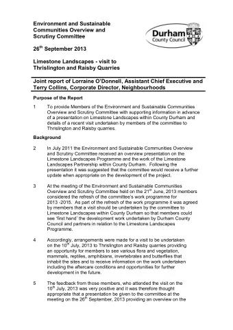 Environment and Sustainable  Communities Overview and  Scrutiny Committee 26 th September 2013