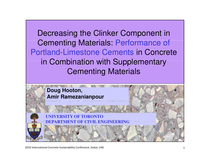decreasing the clinker component in cementing materials