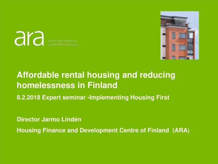 affordable rental housing and reducing homelessness in