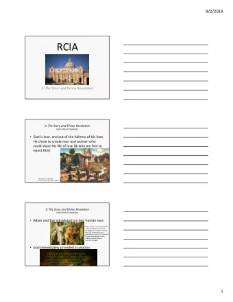 RCIA  3: The Story and Divine Revelation 3: The Story and Divine Revelation  Gods Plan of