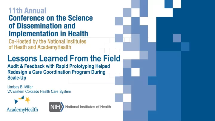 lessons learned from the field