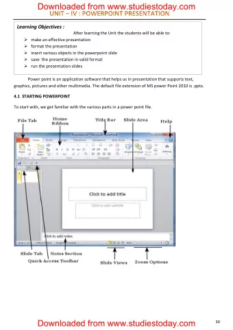 Downloaded from www.studiestoday.com  Learning Objectives :  After learning the Unit the students
