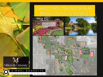 CAMPUS FACILITIES MASTER PLAN  Millersville Community Workshop  MasterConcept Planning:  A Proven