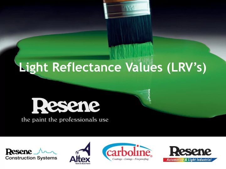 light reflectance values lrv s introduction