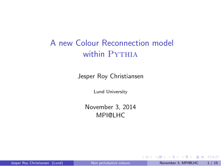 a new colour reconnection model within pythia