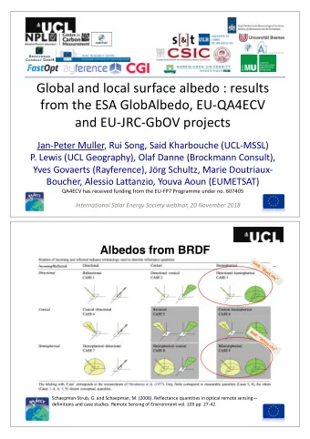 Global and local surface albedo : results  from the ESA GlobAlbedo, EU-QA4ECV  and EU-JRC-GbOV
