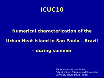 ICUC10  Numerical characterization of the  Urban Heat Island in Sao Paulo  Brazil   during