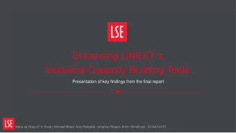 Industrial Capacity Building Tools  Presentation of key findings from the final report  Maria da