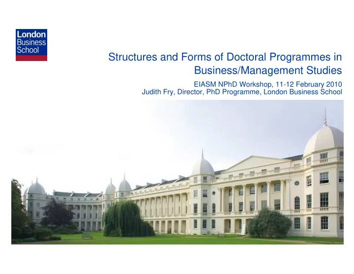 structures and forms of doctoral programmes in business