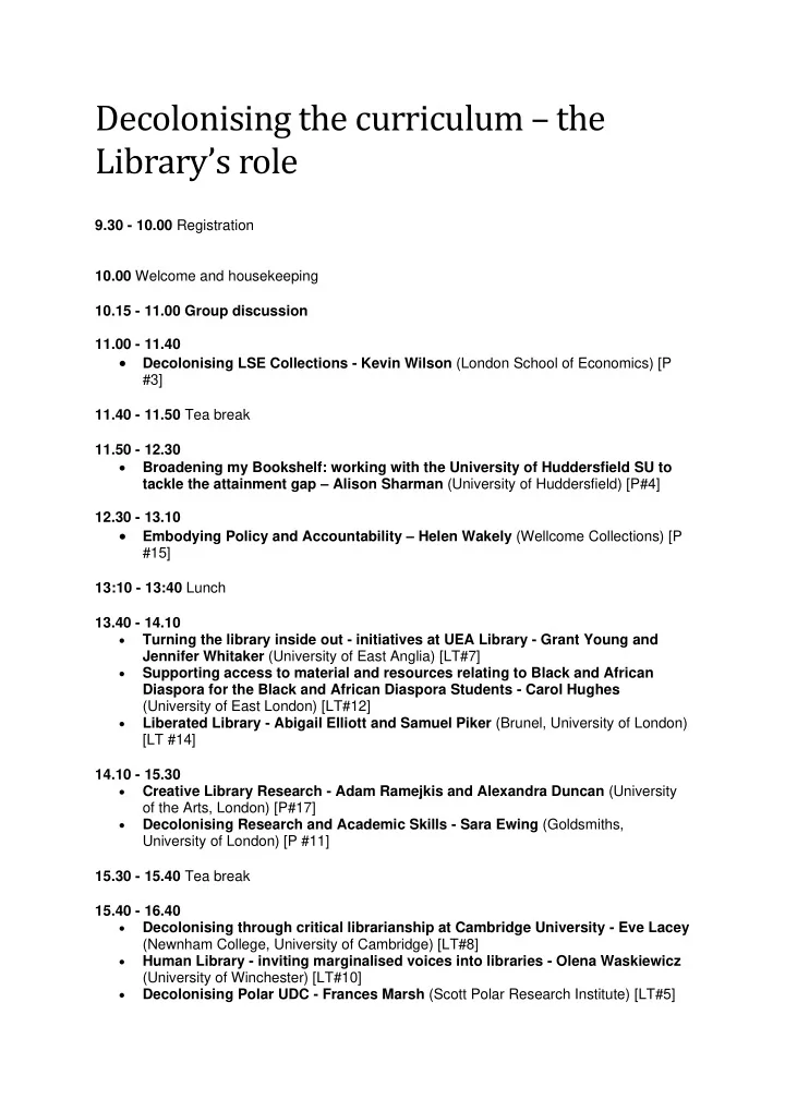 decolonising the curriculum the library s role