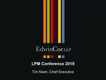 LPM Conference 2019  Tim Nash, Chief Executive  Are law firms in denial about their profitability?