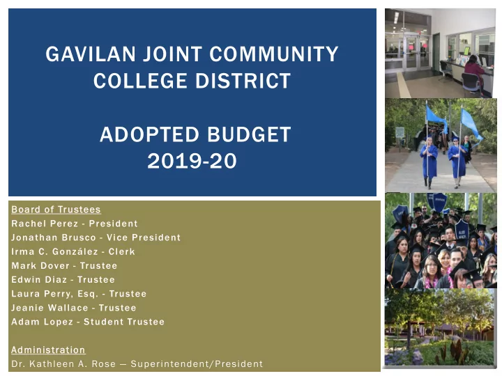 gavilan joint community college district adopted budget