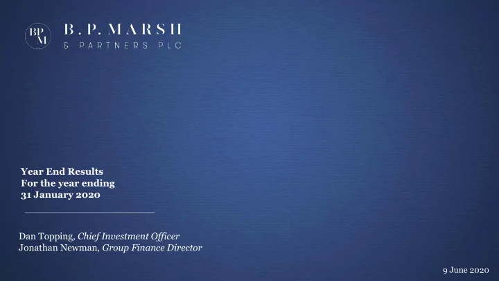 year end results for the year ending 31 january 2020 dan