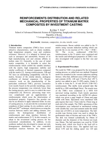 REINFORCEMENTS DISTRIBUTION AND RELATED  MECHANICAL PROPERTIES OF TITANIUM MATRIX  COMPOSITES BY
